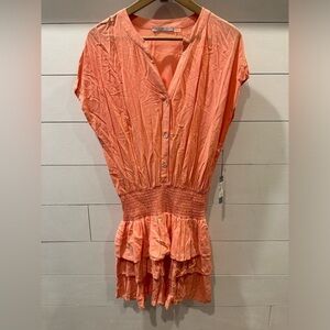 TART Kalli Orange Button-Down Ruffle Dress- size Large
